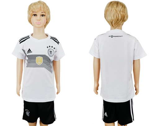 Germany Blank White Home Kid Soccer Country Jersey - Click Image to Close